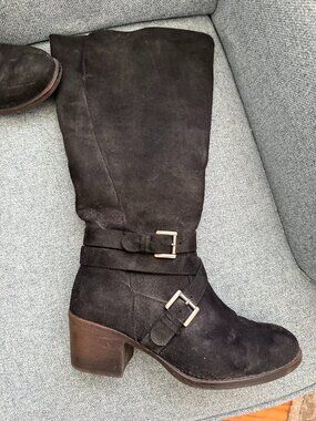 White Mountain Black Suede Mid-Calf  Boots - Wide Calf